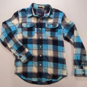 American Eagle No. 77 Athletic Fit Blue Plaid Flannel Button Down Shirt Size S
